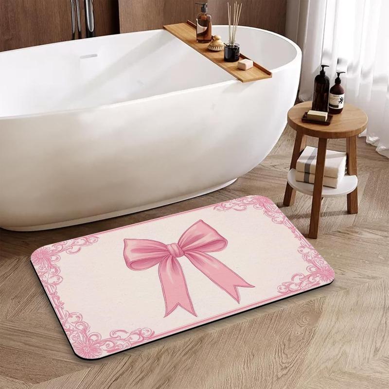 Tappetino zerbino con motivo a fiocco stile disegno a mano Tappeto morbido antiscivolo Decorazione per la casa moderna Tappeto con design a fiocco nero dolce e audace per soggiorno