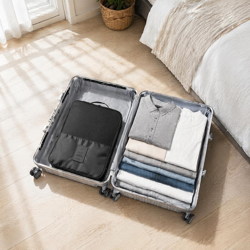 Double Layer Shoe Storage Bag Portable Travel Shoe Organizer with Zipper Mesh Top and Handle for Easy Carrying and Protection