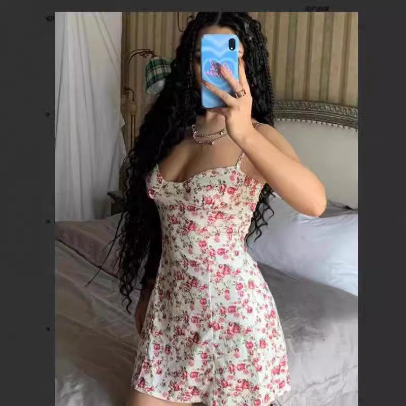 European & American Women's Digital Print Sling Vest Slimming Knitted Dress - Sexy & Stylish