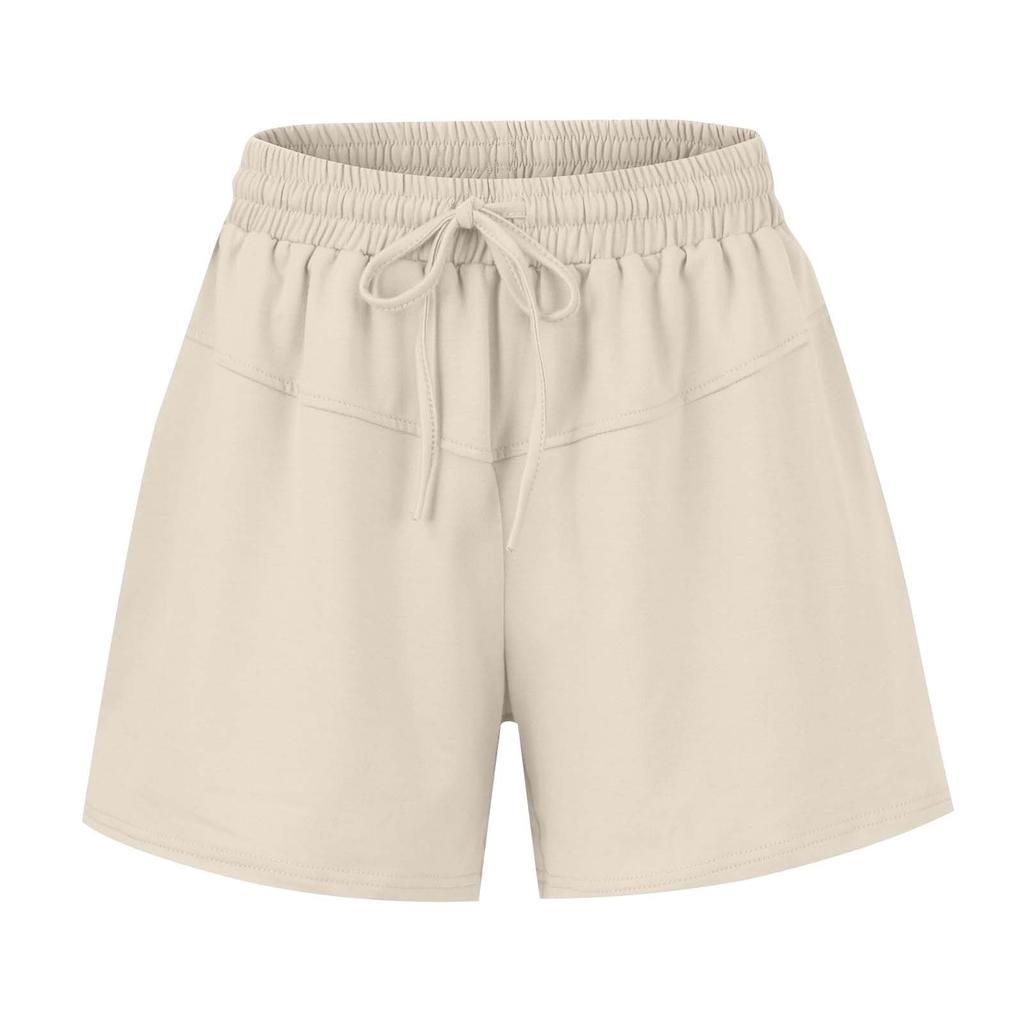 Short de sport pour femmes, taille élastique, couleur unie, poches décontractées, taille haute, Slim Fit