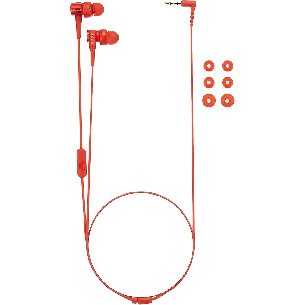Sony MDR-XB55AP In-Ear Headphones (Heavy Bass Model): Canal Type, with Remote Control and Microphone, Red (MDR-XB55AP R)