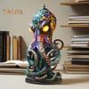 Noční světlo z pryskyřice ve stylu vitráže, lampa chobotnice se zářícíma očima, na baterie, 3D retro zvířecí noční světlo, stolní lampa