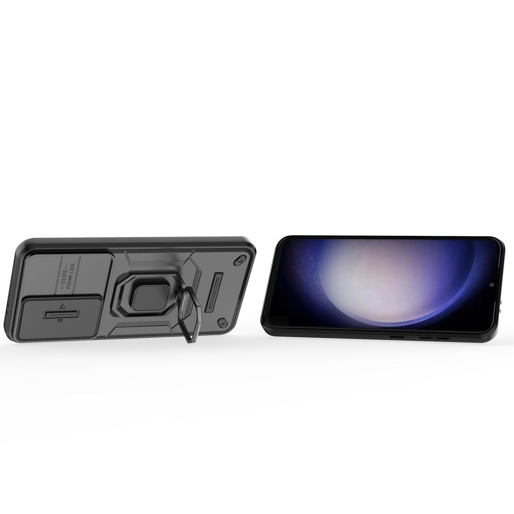 For Samsung Galaxy S24 FE Case Ring Kickstand PC+TPU Phone Cover Slide Camera Protection