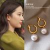 Silver needle metal pearl earrings retro personality earrings court fashion temperament new stud earrings