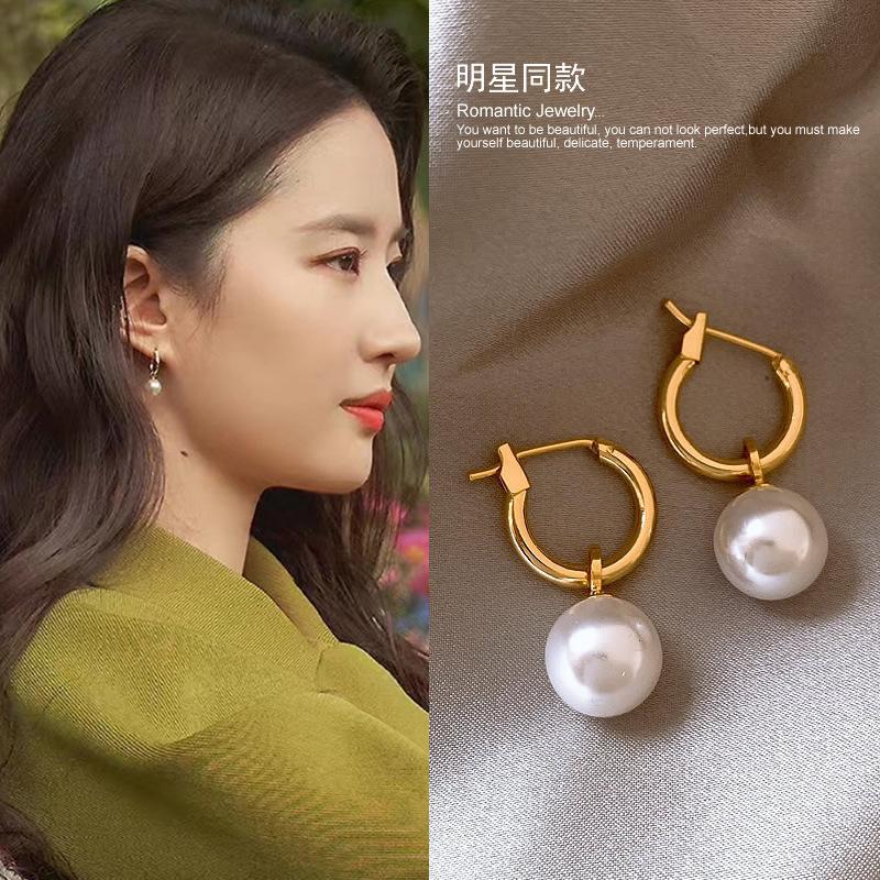 Silver needle metal pearl earrings retro personality earrings court fashion temperament new stud earrings