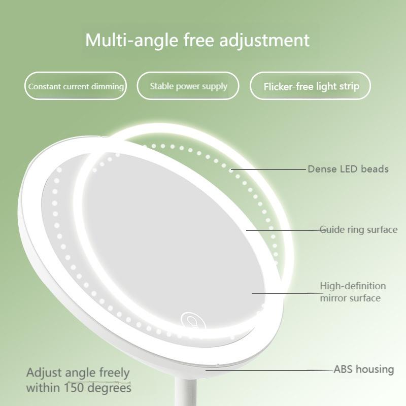 Portable LED Pocket Mirror, Desk-Folding Lighting Makeup Mirror for Girls' Dormitories