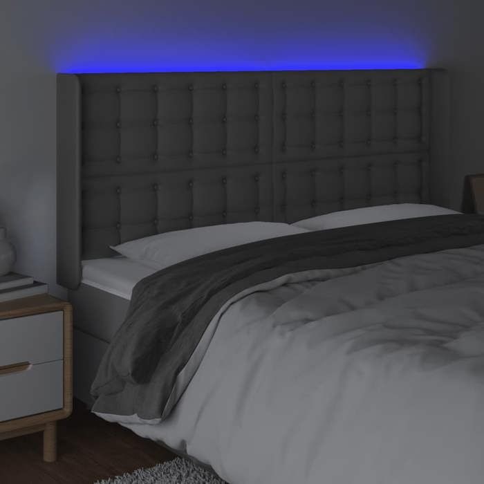 Tête de lit - MAISON EXCLUSIVE - Similicuir - Gris - LED intégrée - 147 x 16 x 118/128 cm