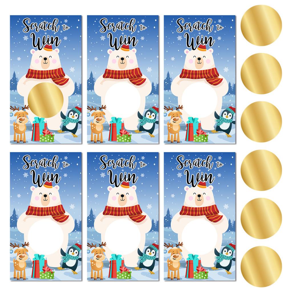 Christmas Party Cartoon Snowman Christmas Tree DIY Raffle Scratch Card Game Card Set