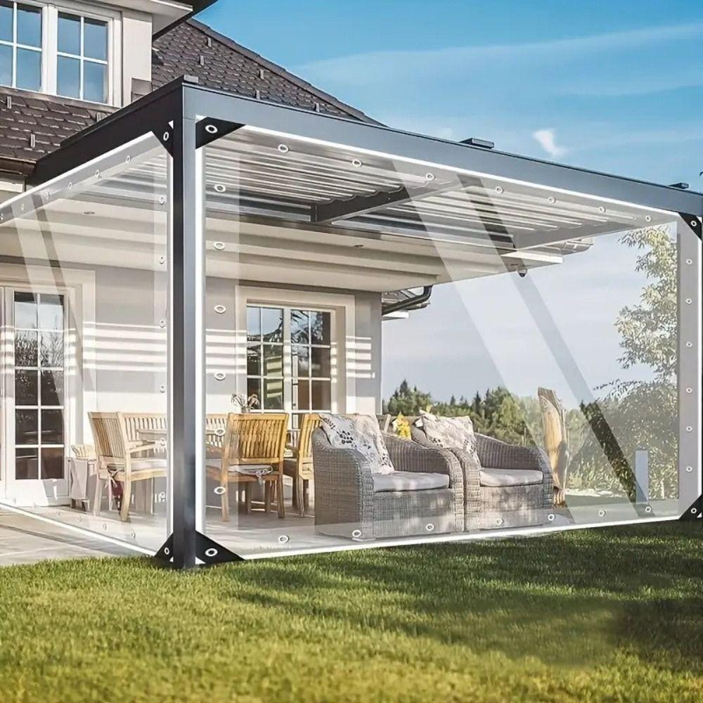Transparent PVC Transparent Raincover Thickened Material Rainproof Cloth  Pergola Canopy