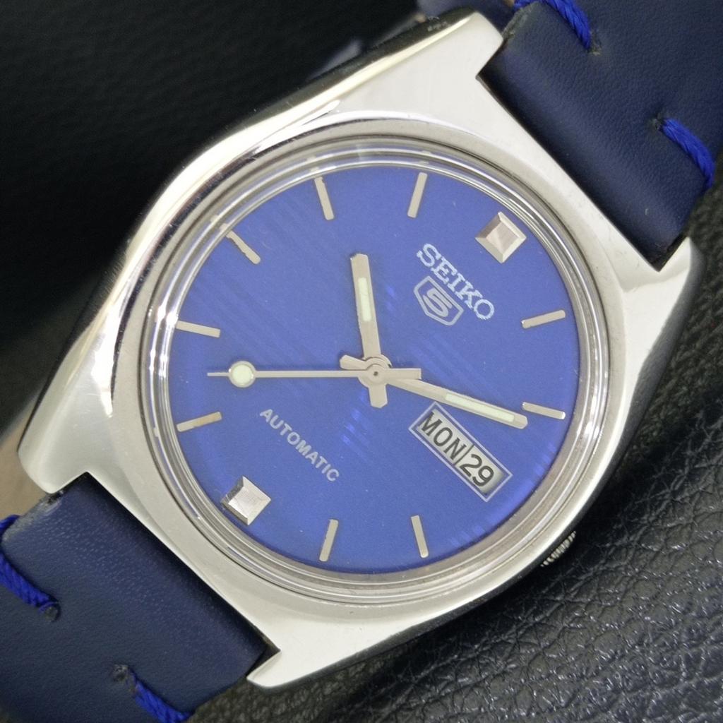 

SEIKO 5 AUTOMATIC 6349A JAPAN MENS VINTAGE BLUE COLOR DIAL WATCH a701572-5 R206b-a701572
