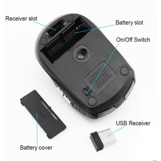 Souris de jeu sans fil 1200DPI 2.4GHz, récepteur optique USB, pour PC et ordinateur portable