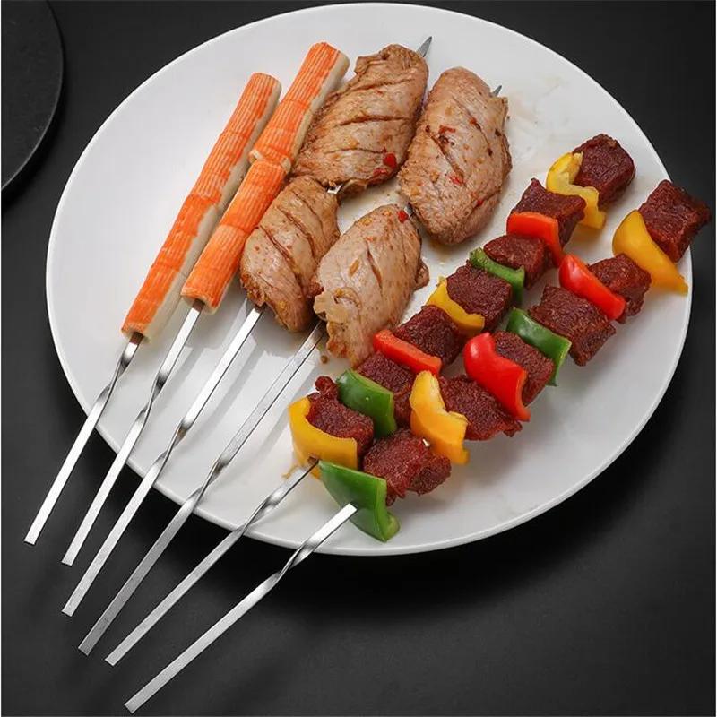 30pcs Reusable Barbecue Skewers with Storage Tube Stainless Steel BBQ Needle Stick for Outdoor Camping Picnic Tool