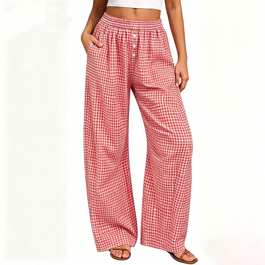 Women's Plaid Sleep Pants - Loose Fit Pants for Home Comfort
