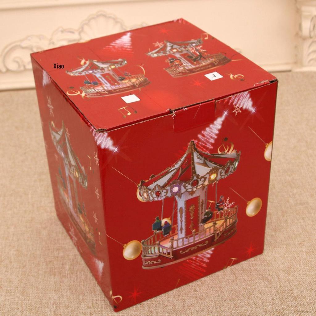 Glowing Music Wooden Horse Swing Christmas Ornament & Music Box Gift
