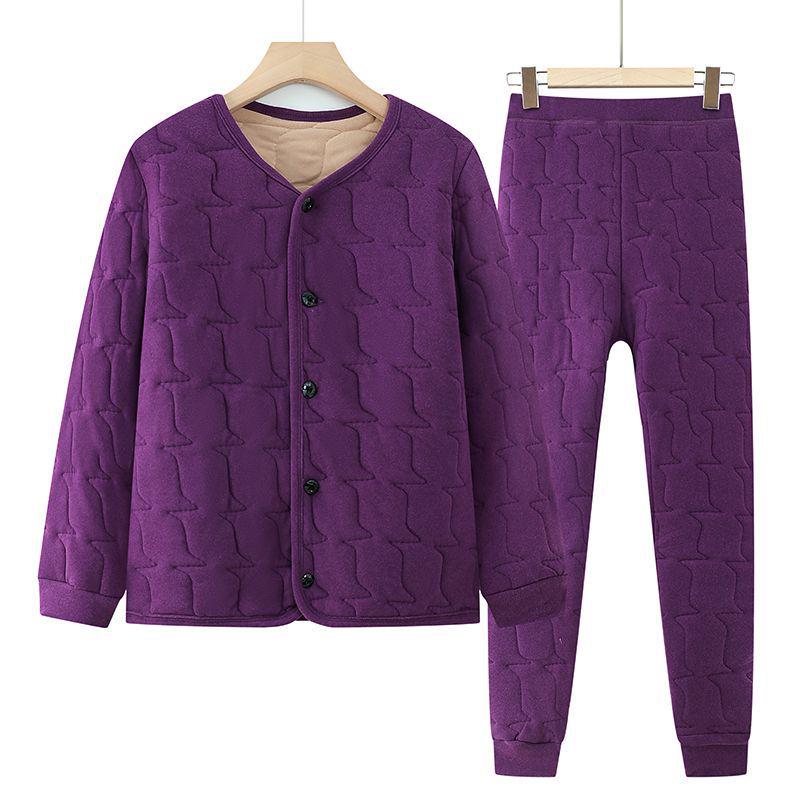 Women's Quilted Winter Cotton Coat Set for Seniors - Warm and Thickened Design