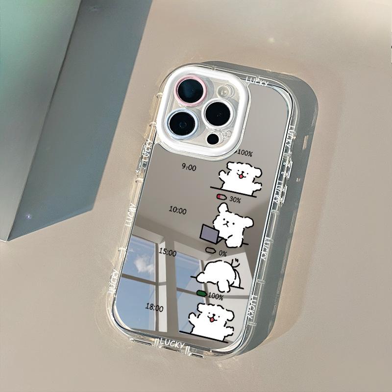 

Зеркало Ins Creative Simple Puppy, подходит для кремового чехла Apple 15 IPhone 14/16promax Мультяшное Apple 6