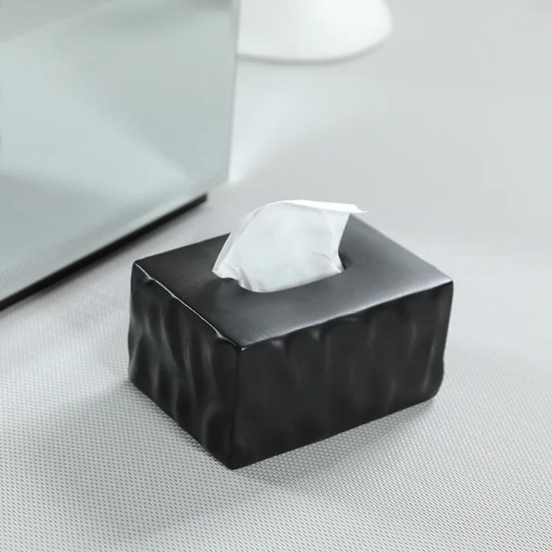 Modern Simplicity Ceramic Tissue Box Living Room Coffee Table Removable Tissue Box Desktop Napkin Paper Box Home Decoration