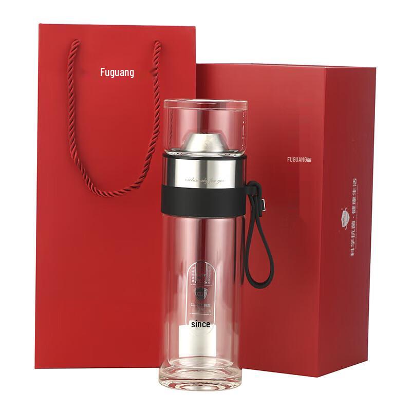 FUGUANG Tea Separation Double-Layer Glass Cup