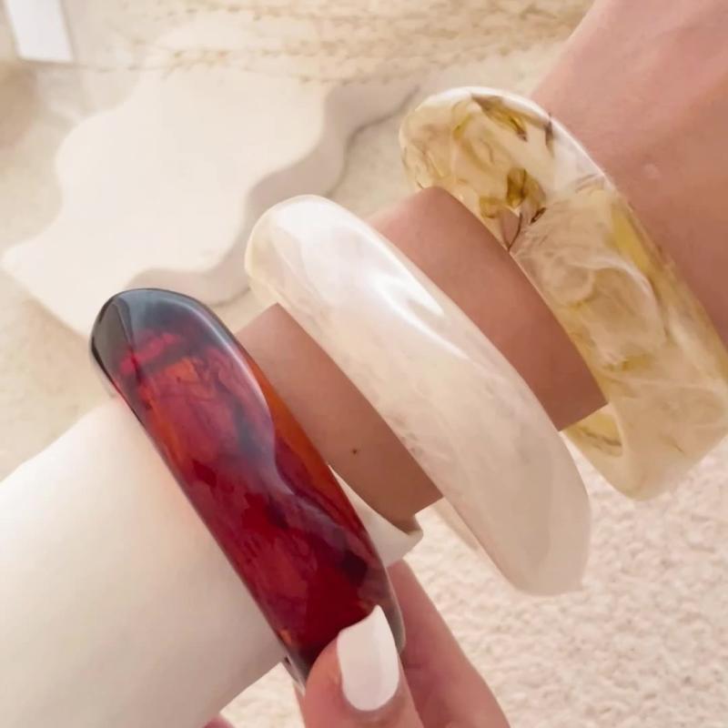 2025  Jewelry Vintage Acrylic Big Geometric Irregular Bangles For Women Trendy Resin Wide Cuff Bangles Bracelets