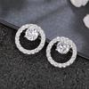 Huitan Fashion Contracted Design Round Shaped Stud Earrings for Women Ear Piercing Sparkling Cubic Zirconia Statement Zircon