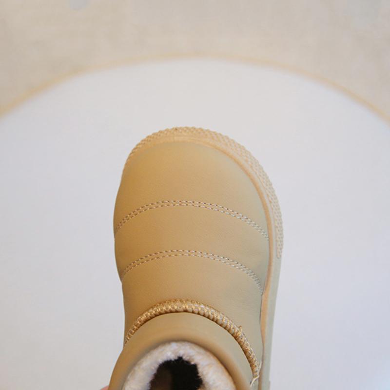 Children's snow boots, winter boys' short boots with thick fleece, girls' cotton boots, warm baby cotton shoes