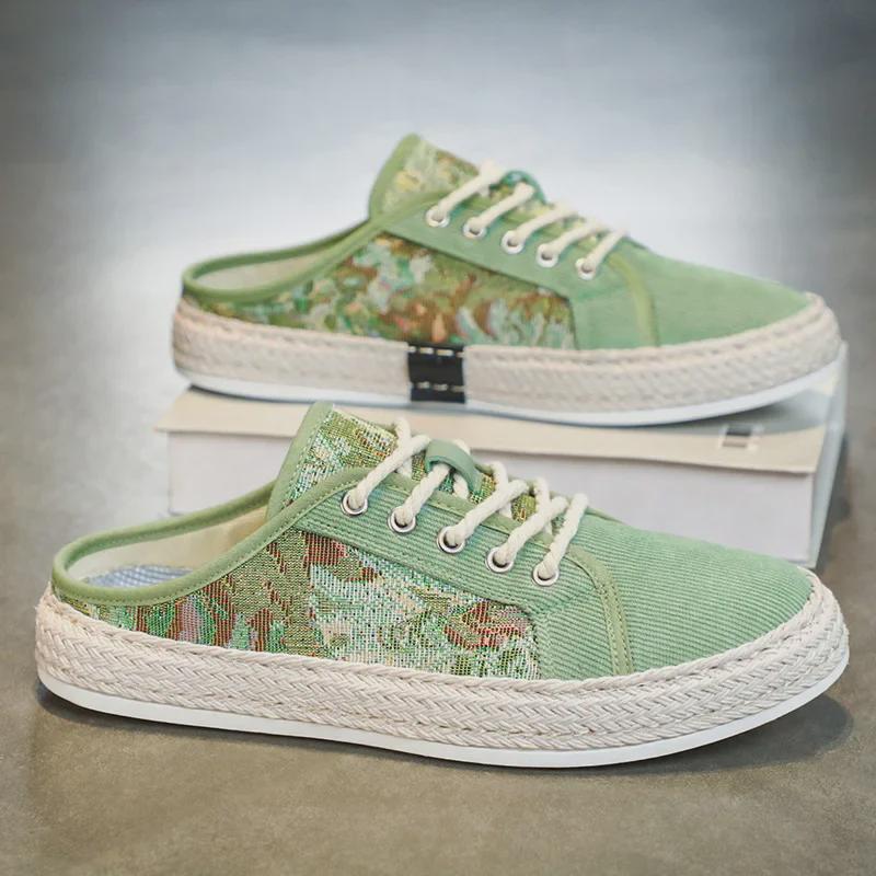 Pánské letní slaměné nazouvací rybářské pantofle (Velikosti 39-44)