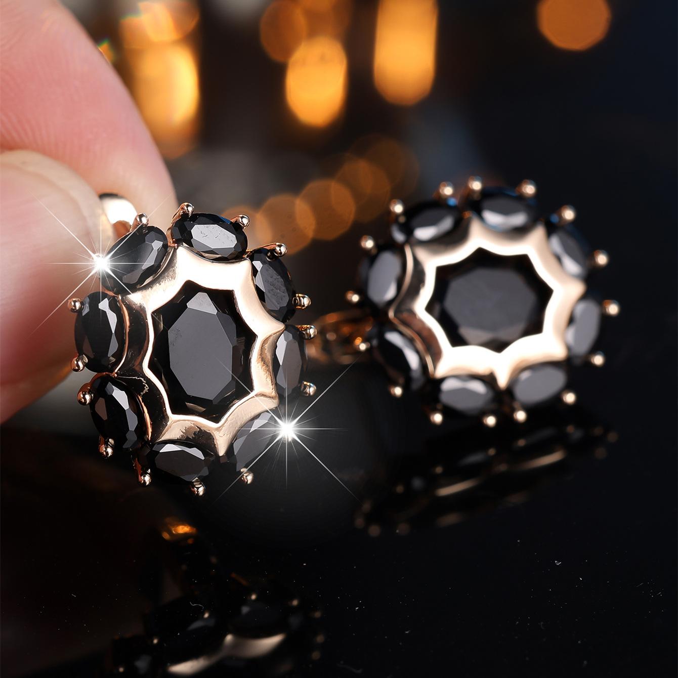 

Popular egg-shaped colored zircon polygonal ear buckles, versatile women s earrings