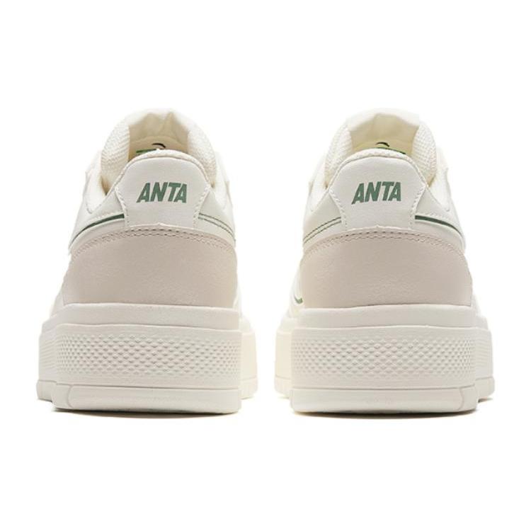 New Anta Life Collection Durable Breathable Low Top Skateboard Shoes Women's White Green 122428015-1