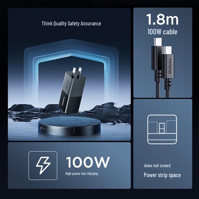 Lenovo ThinkPad Thinkplus 100W GaN USB-C Laptop Charger
