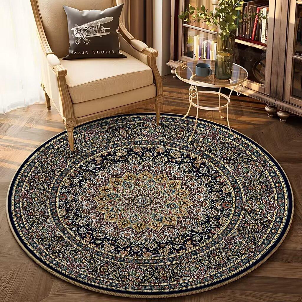 

Bohemian Round Carpet for Living Room Decor Sofa Table Decoration Home Carpets Soft Flannel Chair Mat Large Area Rug for Bedroom 60x60cm (Diameter)
