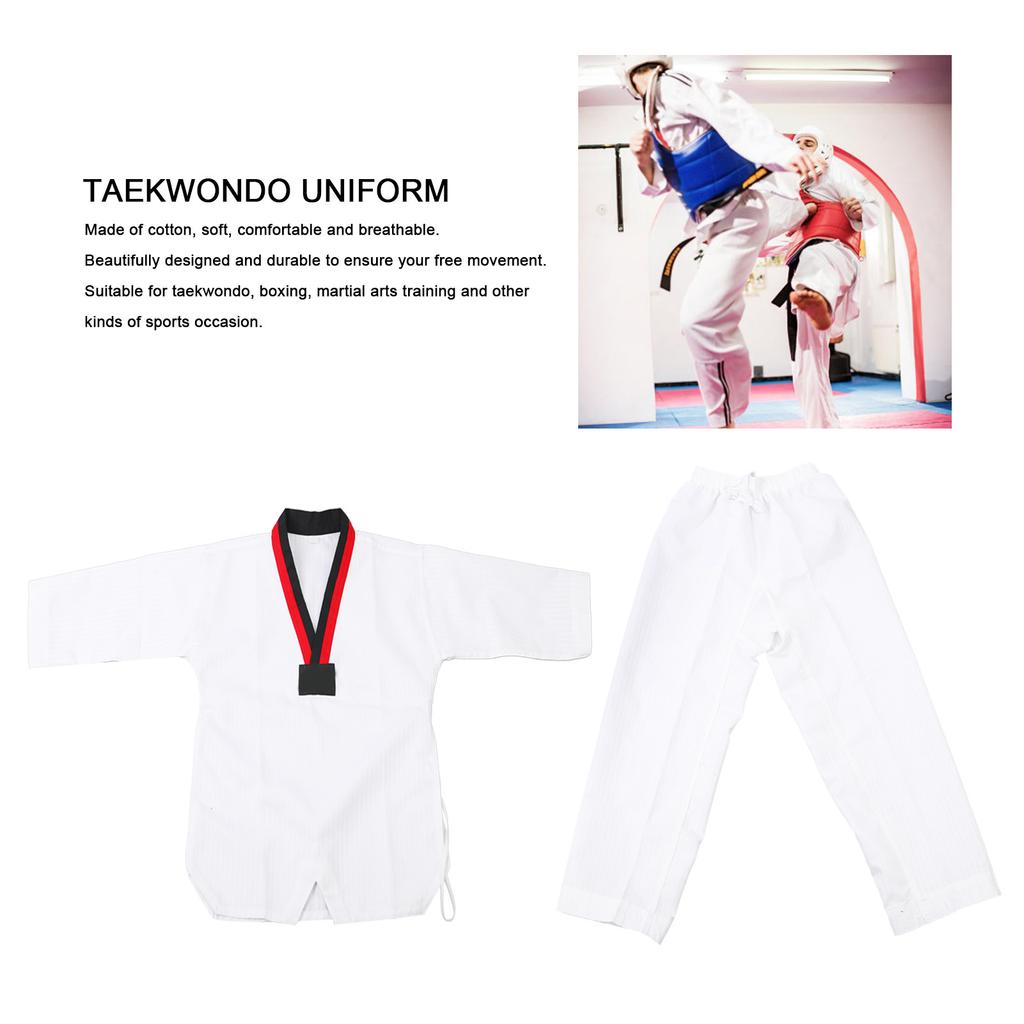 Taekwondo Outfit Cotton Taekwondo Training Uniform for Kickboxing Martial Arts Training Striped Model L