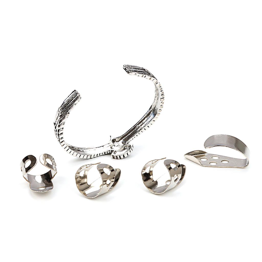 Metall Tumme Finger Gitarrplektrum Fingerskydd Öppen Design Fingerplektrum Plektrum med Örn Manschettarmband Hållbart
