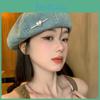 Elegant Lightweight Blue Denim Beret Hat For Women Perfect For Summer Wear