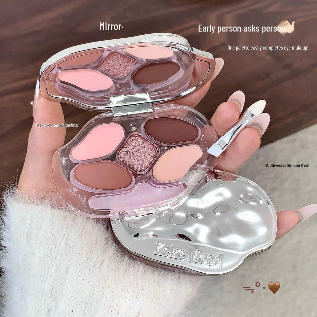 KEKEMOOD Five-Color Tear Trough Palette: Shimmer & Glitter Contour, Highlight, Natural Eyeshadow.