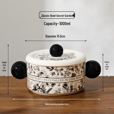 Wutuo Retro Ceramic Double-Ear Soup Pot with Lid