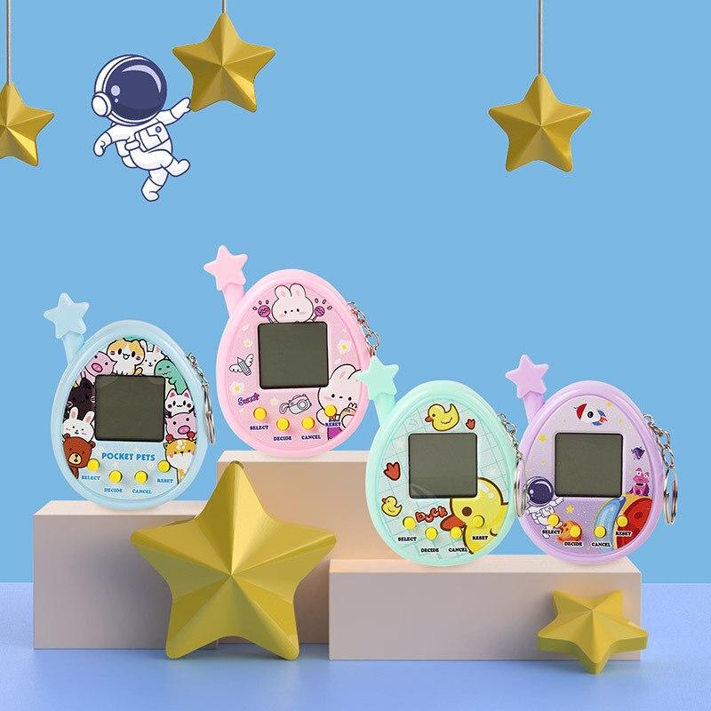Non-Toxic 2Pcs Electronic Pet Machine Virtual Pet Raising Mini Handheld Game Console Random Color Keychain Toy