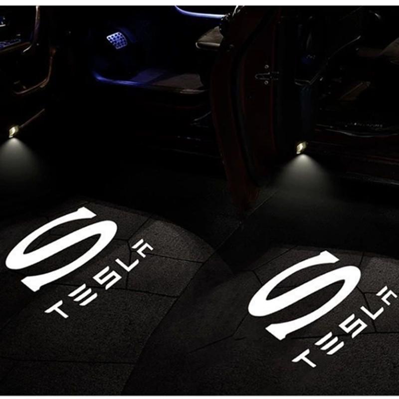2PCS Car Door HD LED Lamp Projector Courtesy Welcome Light For Tesla Model 3 S X highland Model Y 2025