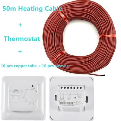 Cablu de încălzire de 50 m și termostat combinat 12K Fibră de carbon Încălzire prin pardoseală Încălzire cu infraroșu îndepărtat cu seturi de termostat manual