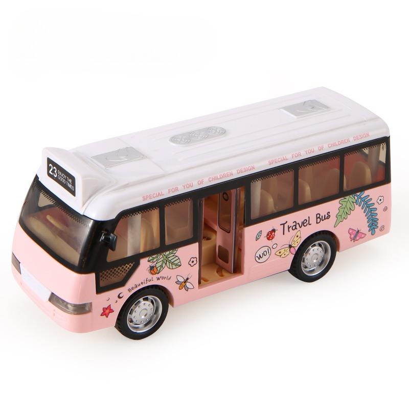 1Pc School Bus Toys Cars Die Cast Plastic Little Cars City Bus with Sound and Light Up Friction Powered Cars Play Toys Gift for Kids