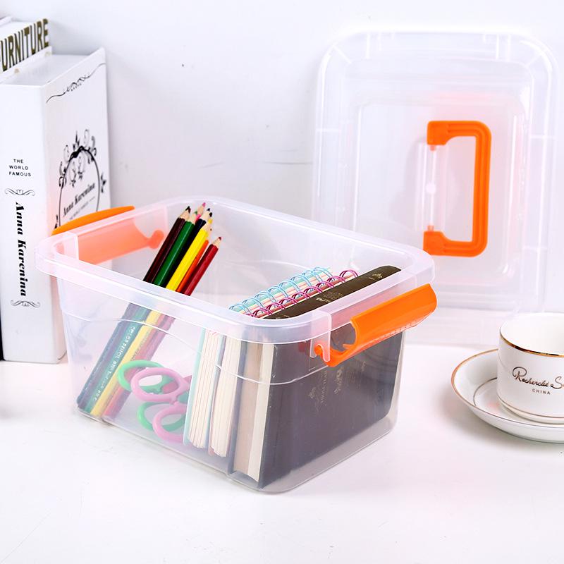 Transparent Handheld Plastic Storage Box with Lid for Toys, Clothes, and Snacks