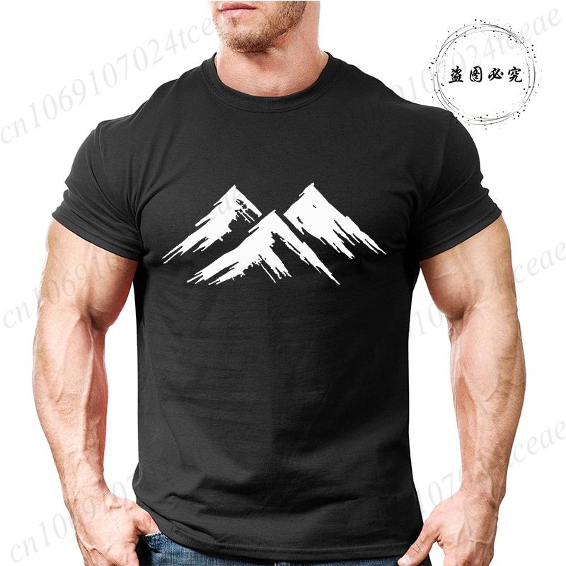 Mens Summer Casual Minimalist Mountain Print Short Sleeve TShirt Graphic Tees for Men Women Summer Tops Oversized Vintage Tees