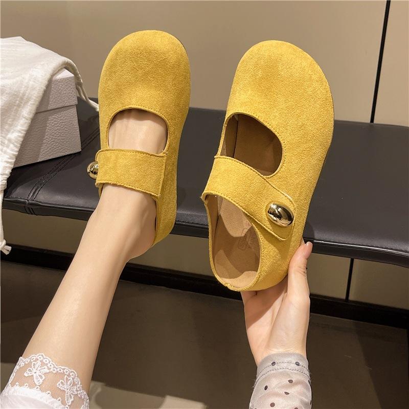 Spring fashion little golden beans Mary Jane pedal half a bag of height-increasing slippers Ou Ruofeng shoes
