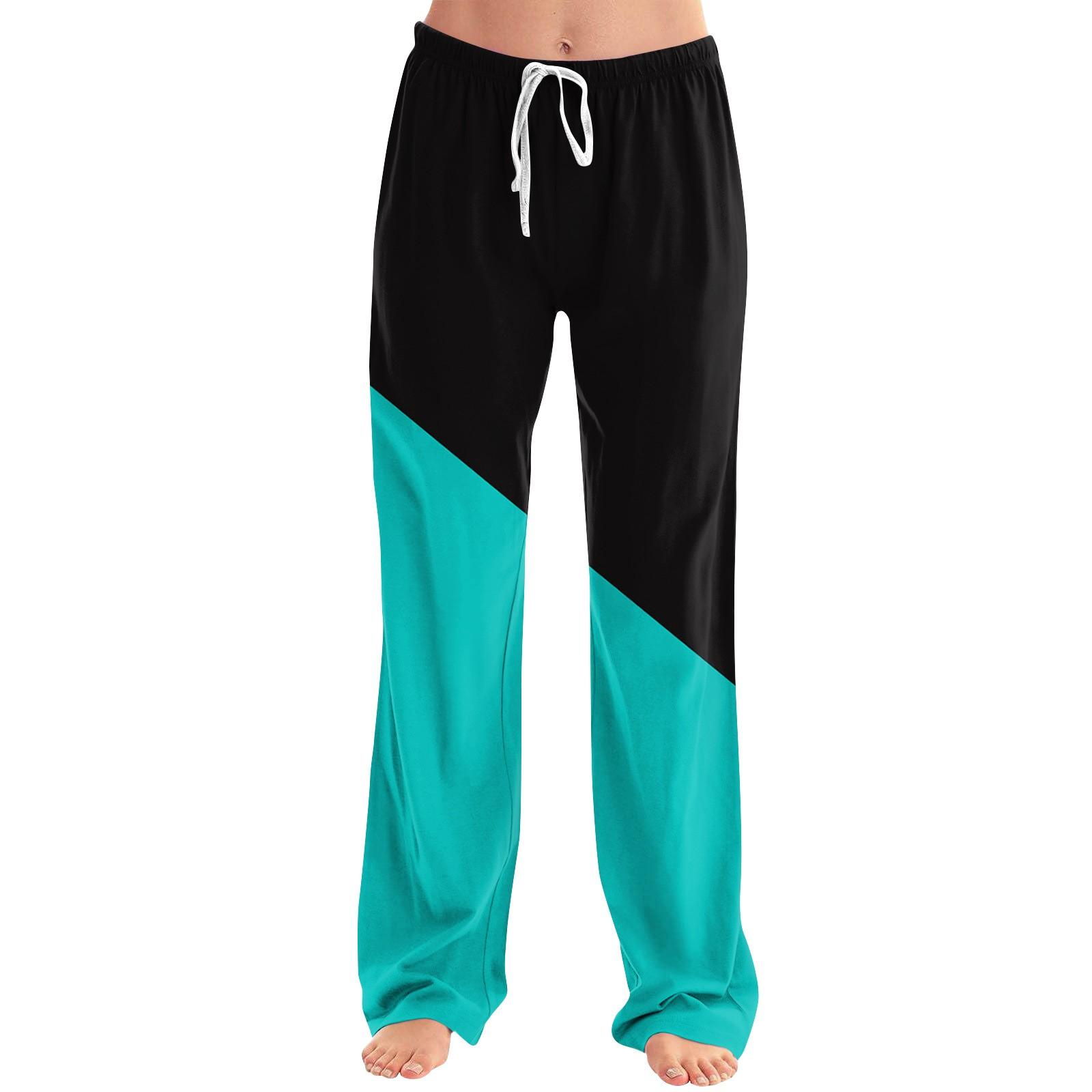 

Женские пижамные штаны, одежда для сна, повседневные брюки с эластичной резинкой на талии, удобные прямые свободные брюки для йоги L чёрный