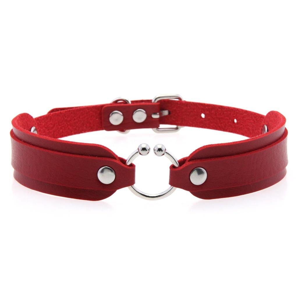DIEZI Harajuku Gothic Cosplay PU Leather Choker Necklace For Women Men Punk Sexy Circle Pendant Torques Necklace Gift Jewelry