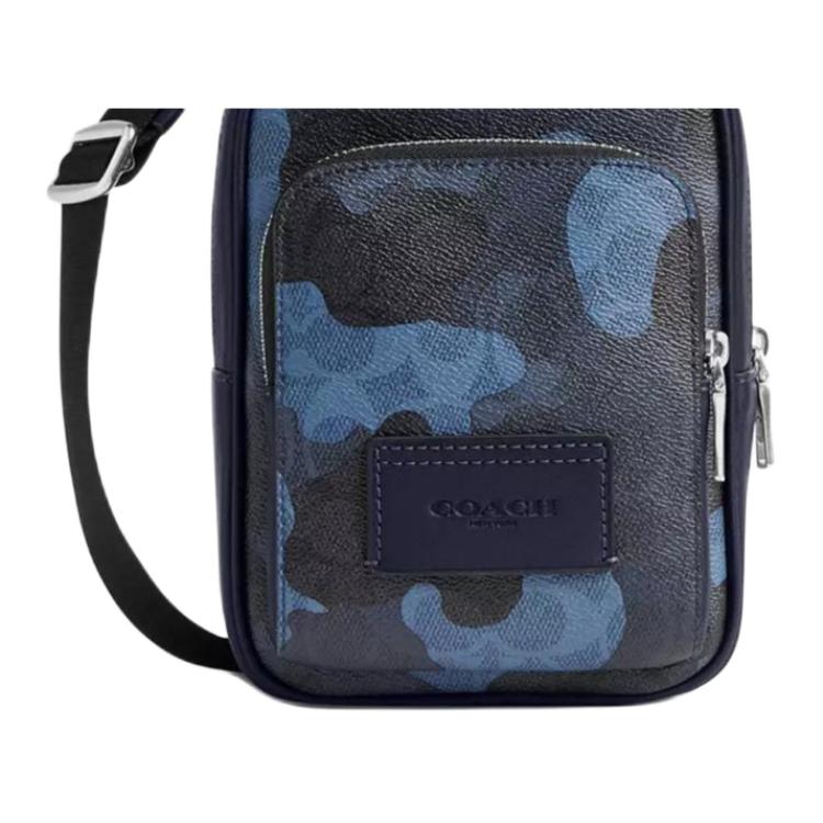 Coach Racer 15 Iconic Camouflage Print Adjustable Shoulder Strap Coated Canvas And Smooth Calfskin Crossbody Bag Mini Men Crossbody Bag CDC19-SVBLM
