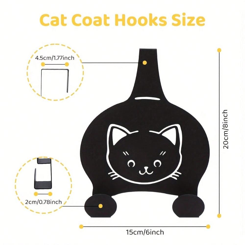 Cat Shaped Over Door Hook Adhesive Mount Metal Hanger for Coat Keys Caps
