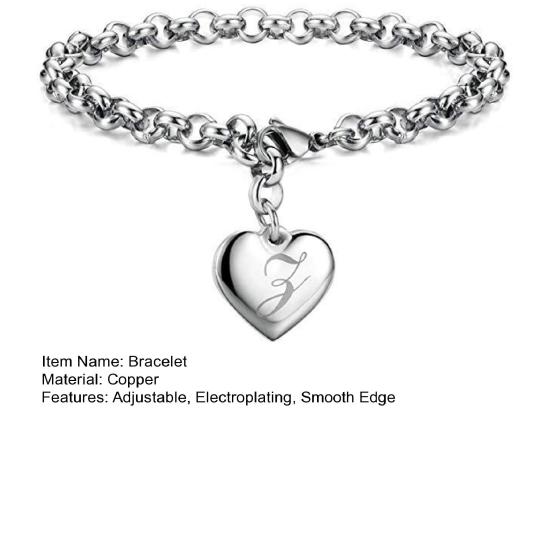 Adjustable Polished Smooth Edge Electroplating Ornamental Decoration Delicate Heart 26 Letters Alphabet Initial