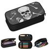 Gotische Horror Totenkopf Knochen Knochen Jolly Roger Federmäppchen für Schülergeschenke Stiftebox Federtasche Große Kapazität Stifttasche