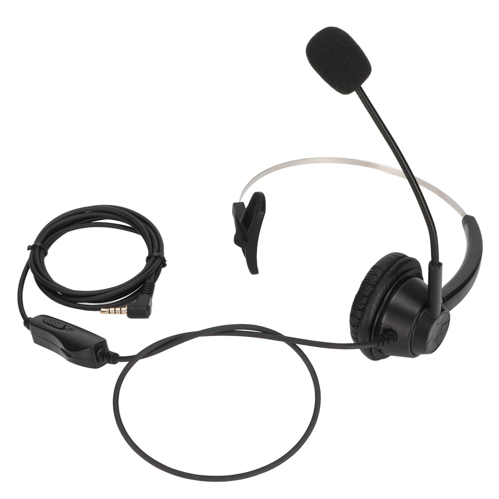 

Telephone Headphone Noise Cancelling 3.5mm Elbow Single Ear Business Headset with Mic Mute for Call