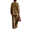Completo due pezzi in velluto a maniche lunghe da donna - Outfit casual a vestibilità larga